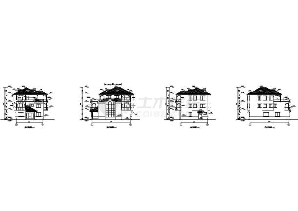 某三层框架结构私人别墅设计cad全套建筑施工图（含三维模型图，含结构设计，含鸟瞰效果图）-图二
