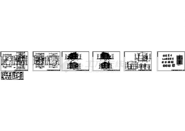 某二层带地下室混合结构简欧风格小别墅设计cad全套建筑施工图（标注详细）-图一