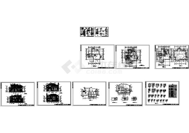 某二层带地下室框架结构流行风格小别墅设计cad全套建筑施工图（含每层建筑面积）-图一