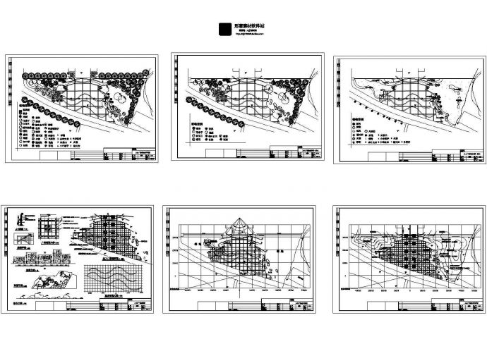 三亚广场入口种植景观设计建筑施工cad图，共六张_图1