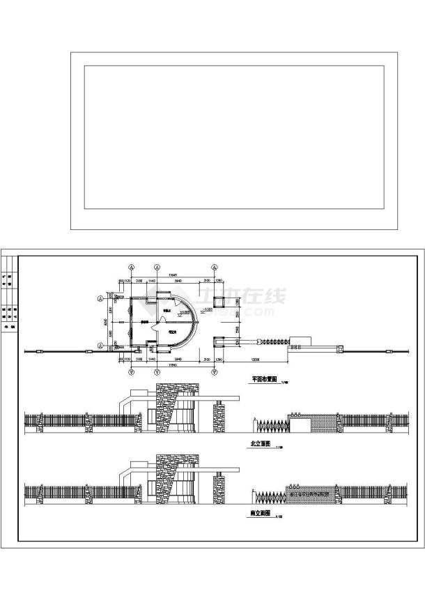 长26.62米 宽8.24米 传达室 大门建筑方案设计图-图一