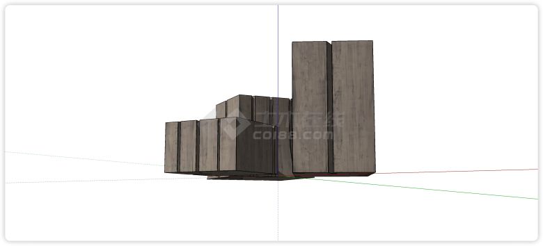 方形矩形柱体杉木桩SU模型-图二