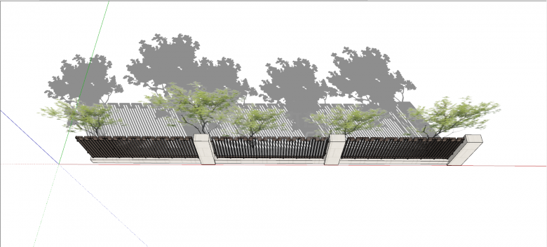 简洁自然棕色木制排列围墙su模型-图一
