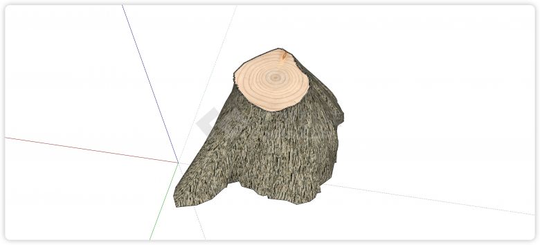 下宽上细形状年轮原木树桩su模型-图二