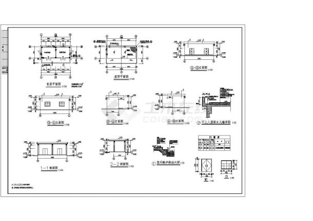 某医院单层框架结构机房设计cad全套建筑施工图纸（标注详细）-图一