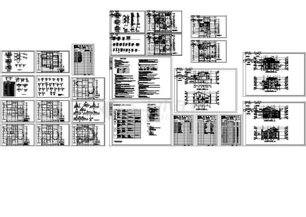 某三层砖混结构住宅别墅（364.38㎡）设计cad全套结构施工图（含设计说明，含建筑设计）-图二