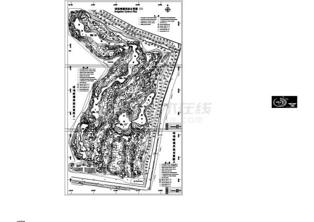 某高尔夫球场地形及喷灌系统图（标注详细）-图一