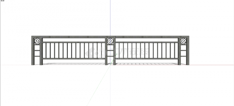 栅条框架灰色塑钢艺栏杆su模型-图一