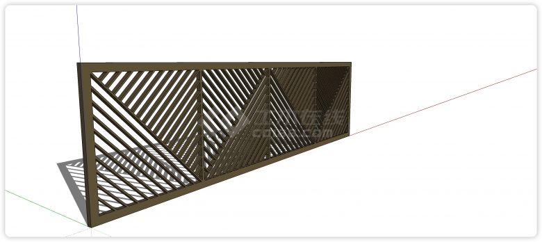 三角形排线铁艺栏杆su模型-图二