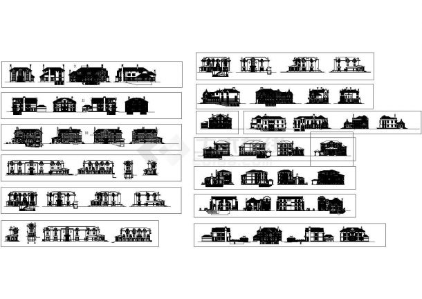经典十三款俄式风格别墅外立面设计cad全套建筑方案图（甲级院设计，53张图）-图一