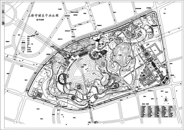 某市中央公园规划设计cad图(含总平面图)-图一