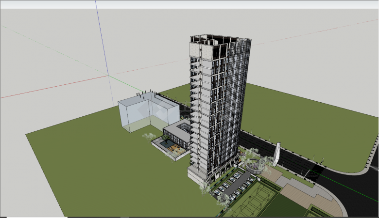 现代高楼大厦产业园SU模型-图二