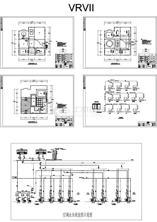 空调平面图及系统流程设计cad施工图-图一