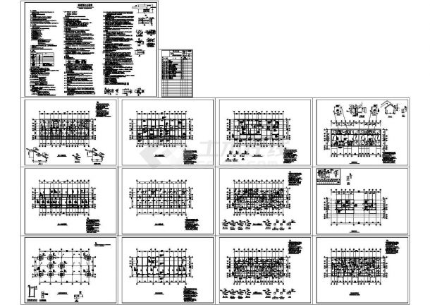 某多层底框砖混结构商务住宅综合楼（2000㎡）设计cad全套结构施工图（含设计说明）-图一