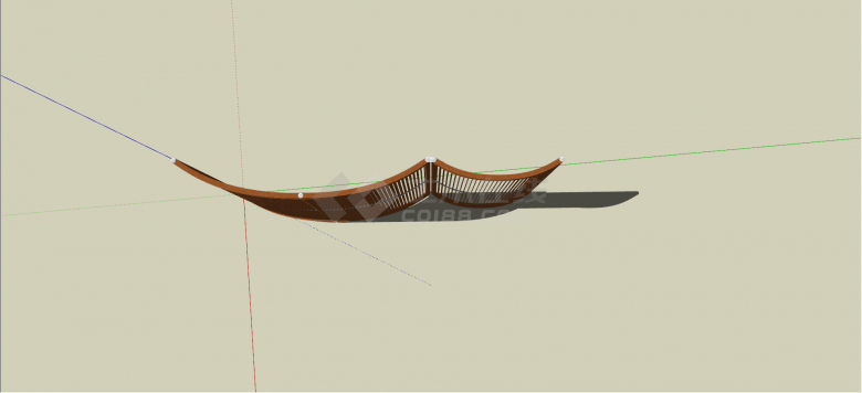 中式弧形镂刻木制屏风家具su模型-图一