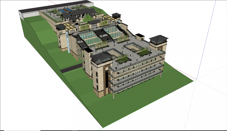 山地游客接待中心建筑su模型-图一