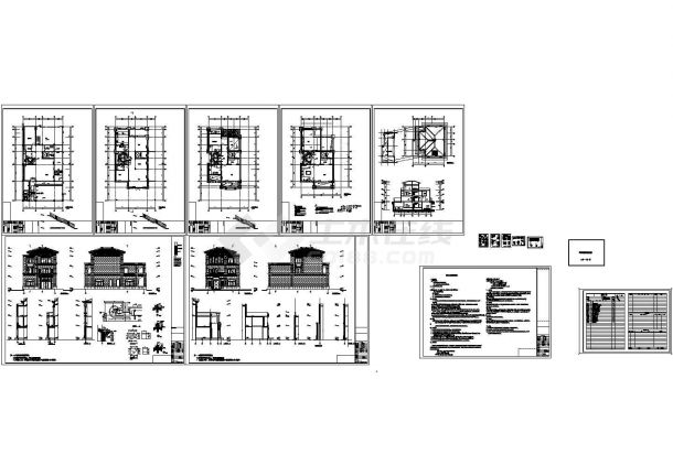 某三层中式风格别墅（南入口）幕墙工程设计cad全套施工图（含设计说明）-图一