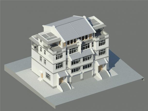联排别墅BIM模型-revit模型-图二