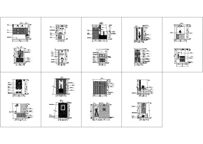 常用住宅室内装修玄关cad立面施工图集（标注详细，种类齐全）_图1