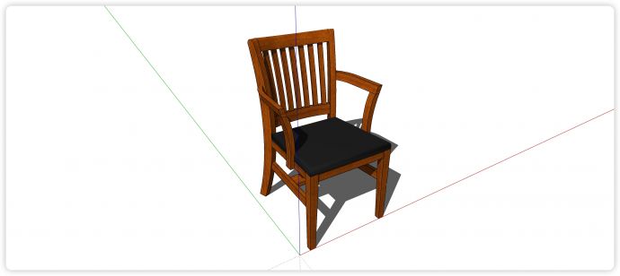 中式家具弧形靠背扶手软垫座椅su模型_图1