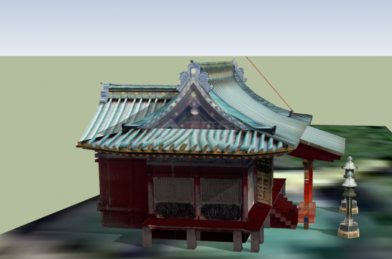 现代琉璃瓦的日本古建筑su模型-图二