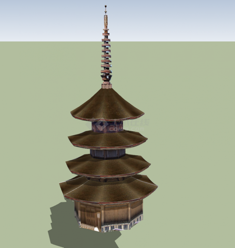 现代高层塔类日本古建筑su模型-图二