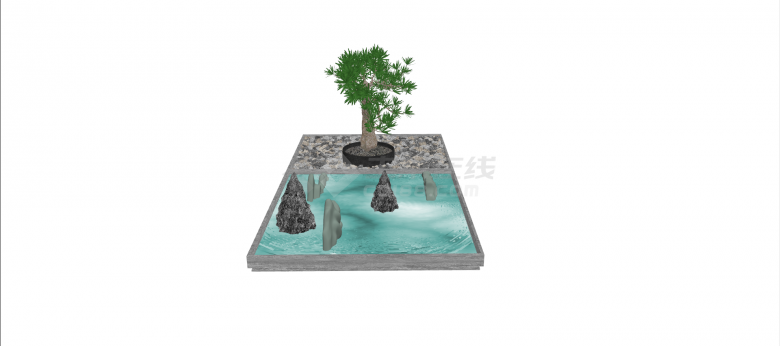 雄球花穗状罗汉松造型树su模型-图二