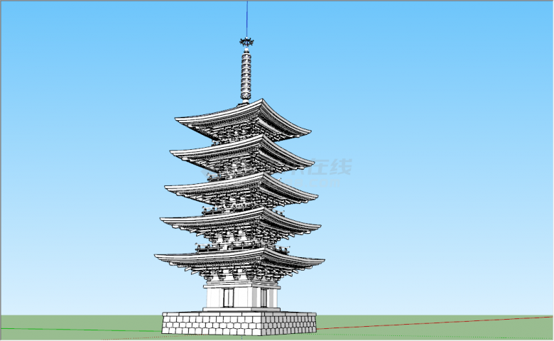 日本古建寺庙高层古塔su模型-图二