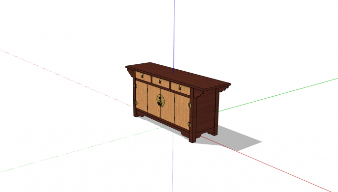 长方形两色木制桌子su模型_图1
