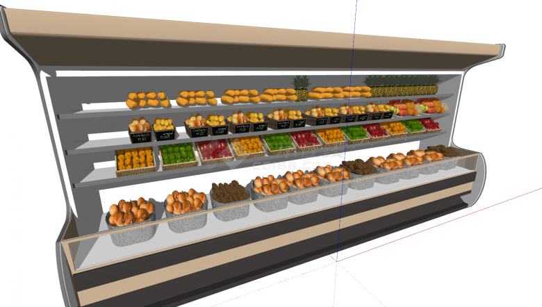 超市冷藏生鲜果蔬货架 su模型-图二
