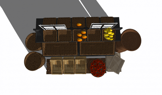 超市小型生鲜果蔬货架su模型_图1