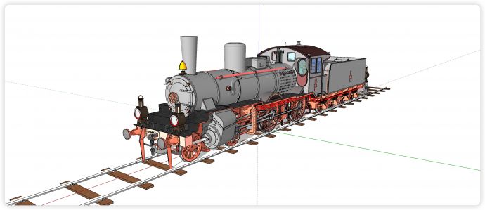 火车头灰色车厢蒸汽火车su模型_图1