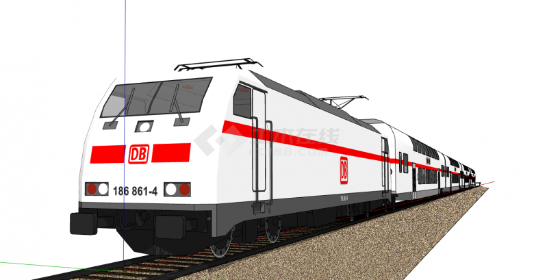 一辆白色的带有红色字样的火车su模型-图一