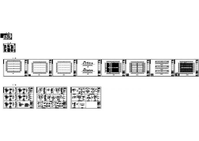 某跨度64米单层四跨门式钢结构厂房结构设计图纸，含钢结构设计说明_图1