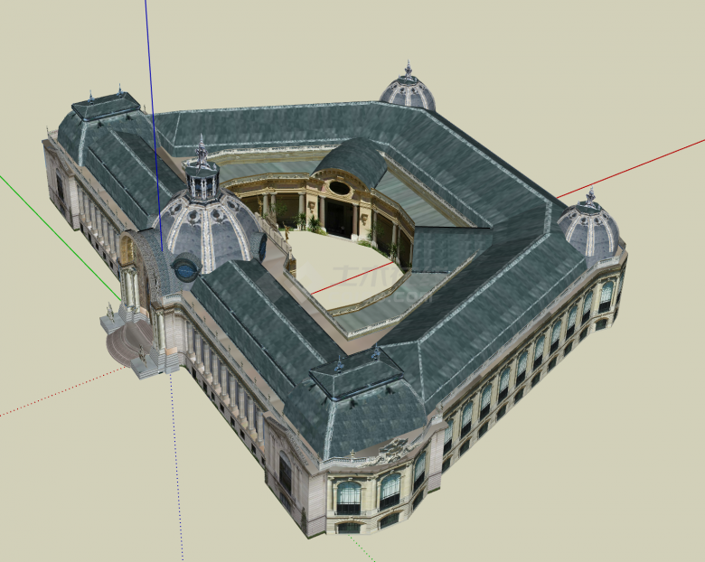 外国伦敦古典典建筑su模型-图二