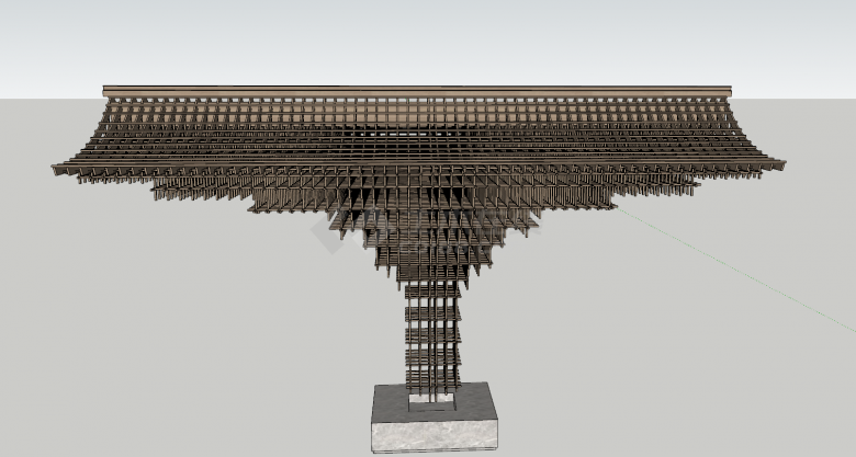 现代大型木质屋顶结构装置su模型-图一