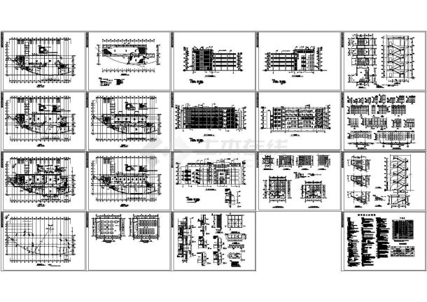 某中学五层图书综合楼建筑施工图，19张图纸-图一