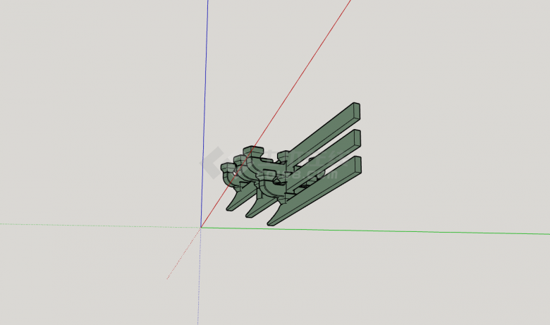 浅绿色堆叠式斗拱组件su模型-图二