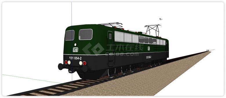 火车头绿色车厢圆形车头设计su模型-图二