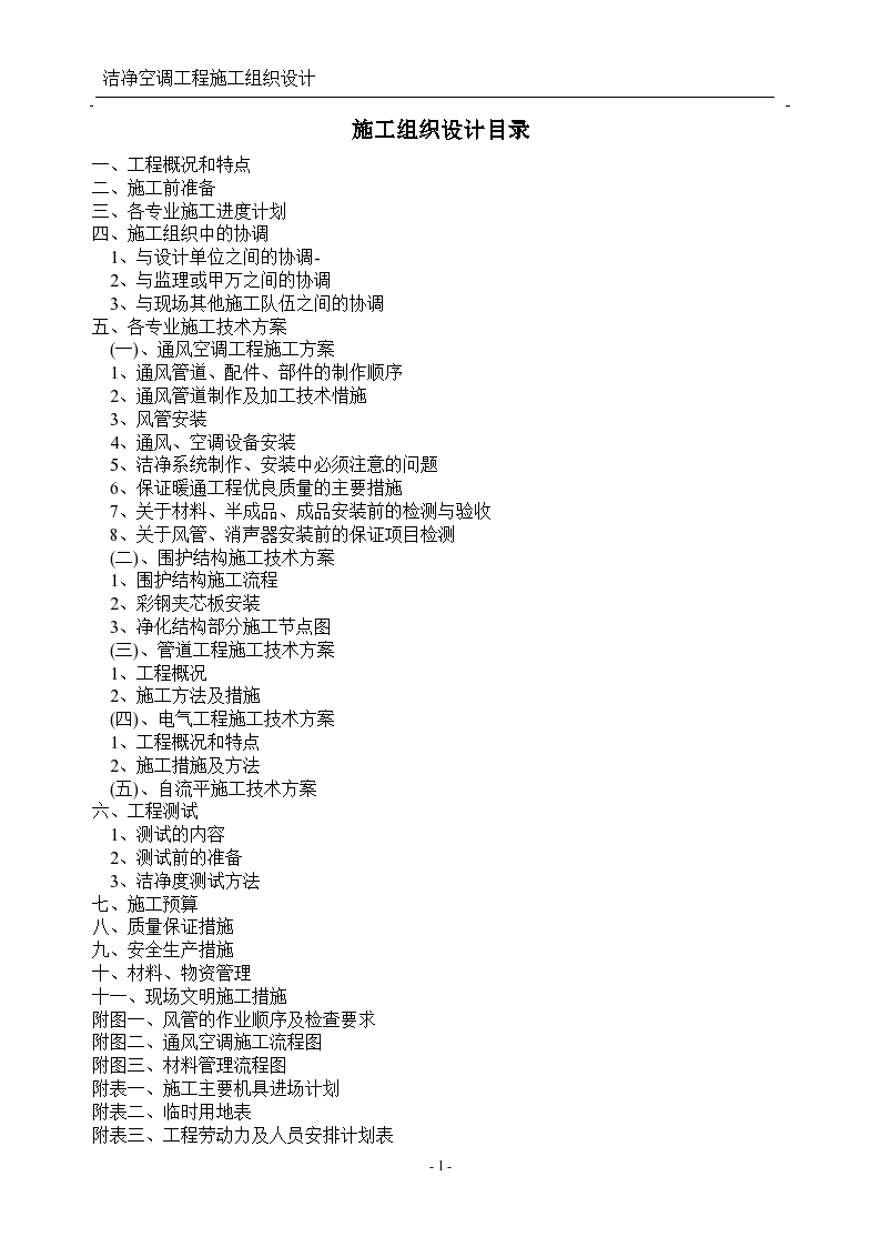 医院洁净空调施工组织设计