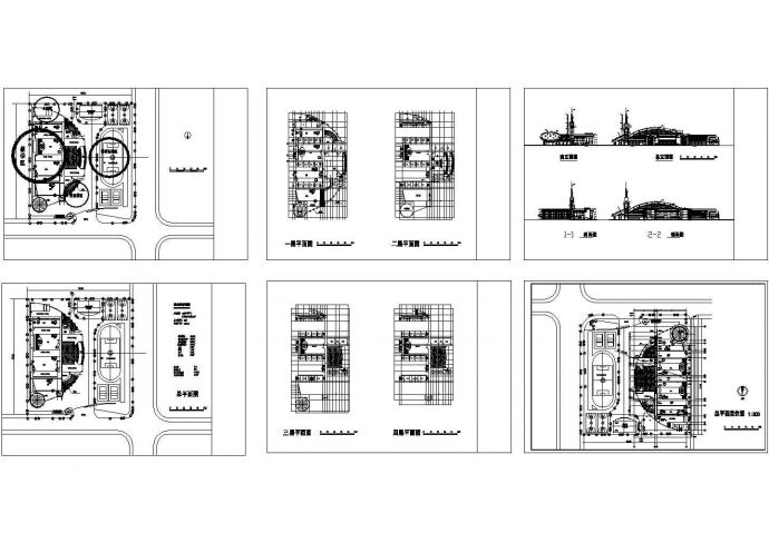 蚌埠某小学四层综合楼建筑设计cad图纸，共6张_图1