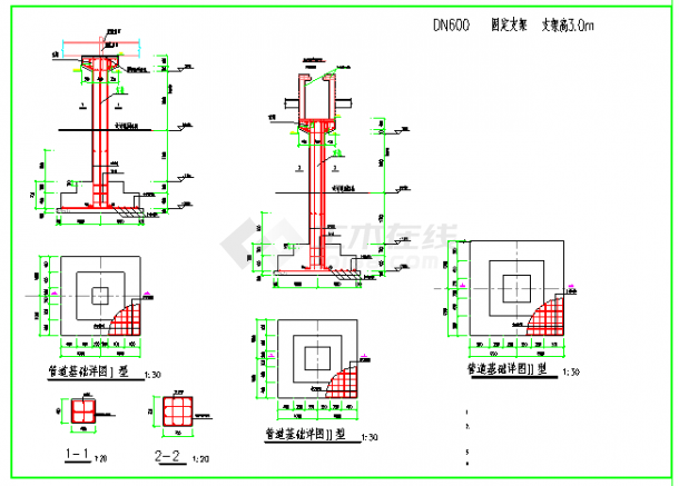污水管网架空支墩设计CAD图纸-图二