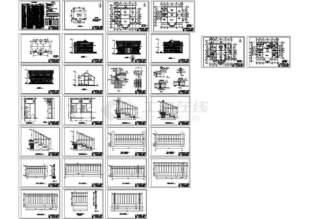 某二层实木材质北美式结构别墅（305.96㎡）设计cad全套建筑施工图（含设计说明，29张图）-图一
