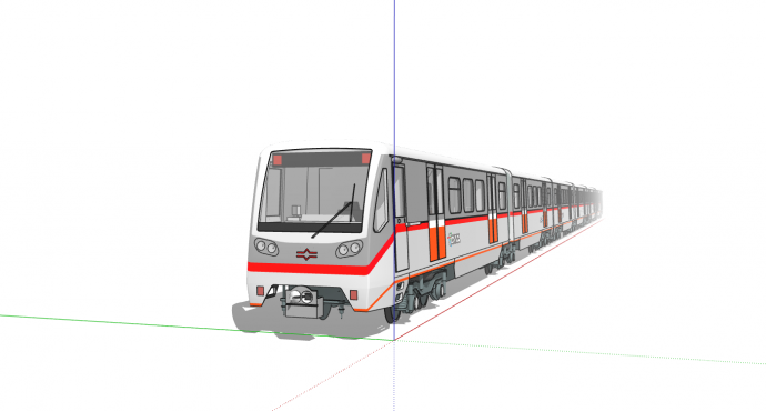 现代白红色长条地铁su模型_图1