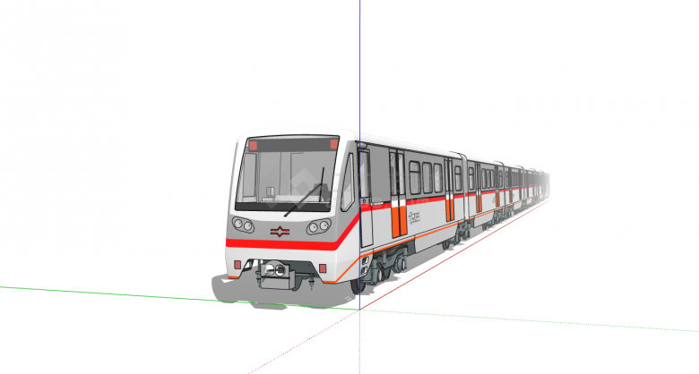 现代白红色长条地铁su模型-图一