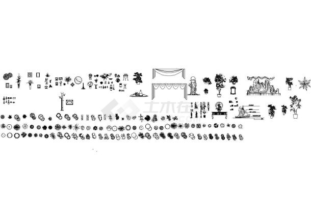 经典景观绿化图库cad素材图纸(树林、植物等)-图一