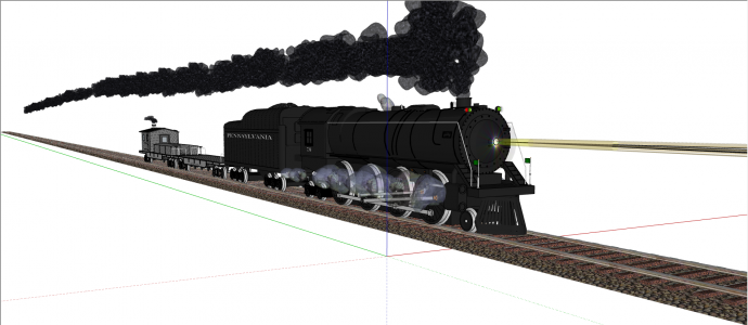 英式黑色复古火车头su模型_图1