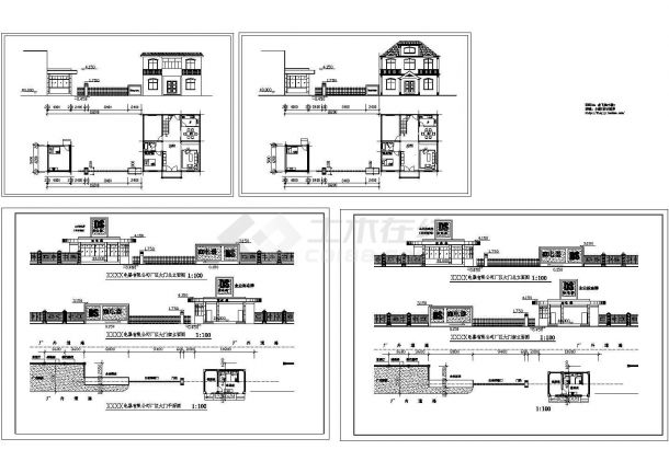 电器厂大门 门卫室建筑设计施工图-图一