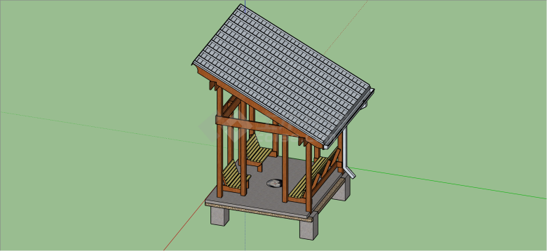 中式古典造型别致亭子su模型-图二