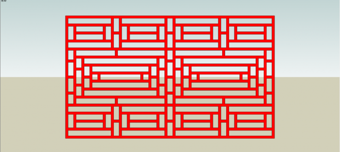 红色铝合金镂空窗花su模型_图1